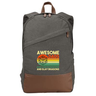 Awesome Dads Explore Dungeons DM RPG Dice Dragon Cotton Canvas Backpack