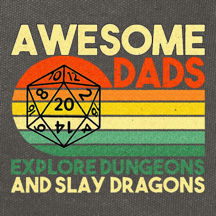 Awesome Dads Explore Dungeons DM RPG Dice Dragon Cotton Canvas Backpack