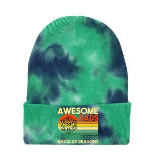 Awesome Dads Explore Dungeons DM RPG Dice Dragon Tie Dye 12in Knit Beanie