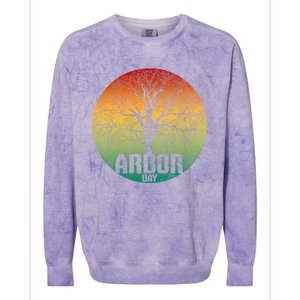 Arbor Day Earth Day Plant Trees Retro Nature Climate Earth Gift Colorblast Crewneck Sweatshirt