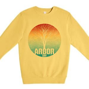 Arbor Day Earth Day Plant Trees Retro Nature Climate Earth Gift Premium Crewneck Sweatshirt