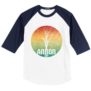 Arbor Day Earth Day Plant Trees Retro Nature Climate Earth Gift Baseball Sleeve Shirt