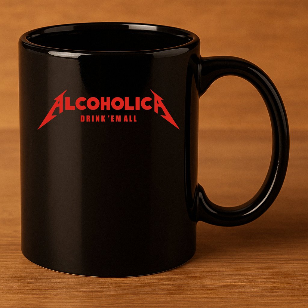 Alcoholica Drink 'Em All 11oz C Handle Ceramic Mug