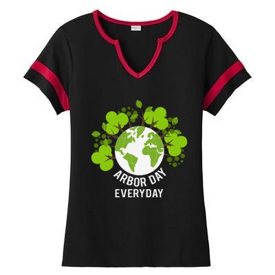 Arbor Day Everyday Earth Planet Anniversary Ladies Halftime Notch Neck Tee