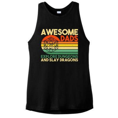 Awesome Dads Explore Dungeons Dm Rpg Dice Dragon Ladies PosiCharge Tri-Blend Wicking Tank