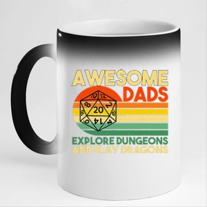 Awesome Dads Explore Dungeons Dm Rpg Dice Dragon 11oz Black Color Changing Mug