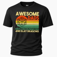 Awesome Dads Explore Dungeons Dm Rpg Dice Dragon Cooling Performance Crew T-Shirt
