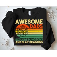 Awesome Dads Explore Dungeons Dm Rpg Dice Dragon Sweatshirt