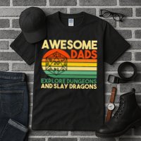 Awesome Dads Explore Dungeons Dm Rpg Dice Dragon Tall T-Shirt