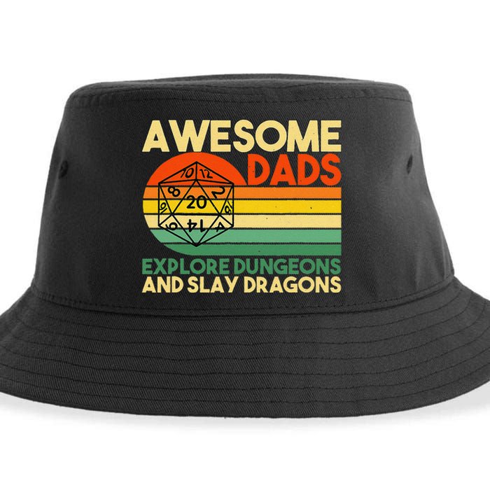 Awesome Dads Explore Dungeons Dm Rpg Dice Dragon Sustainable Bucket Hat