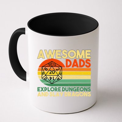 Awesome Dads Explore Dungeons Dm Rpg Dice Dragon Mug