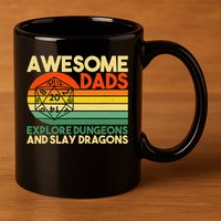 Awesome Dads Explore Dungeons Dm Rpg Dice Dragon 11oz C Handle Ceramic Mug