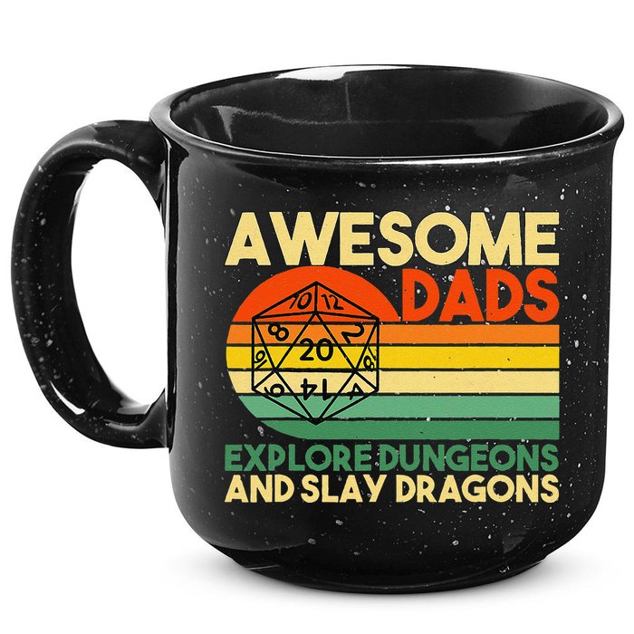 Awesome Dads Explore Dungeons Dm Rpg Dice Dragon 15oz Campfire Ceramic Mug