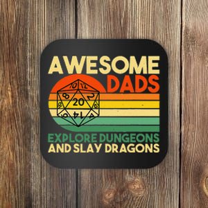 Awesome Dads Explore Dungeons Dm Rpg Dice Dragon Coaster