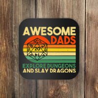 Awesome Dads Explore Dungeons Dm Rpg Dice Dragon Coaster