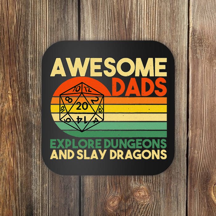 Awesome Dads Explore Dungeons Dm Rpg Dice Dragon Coaster