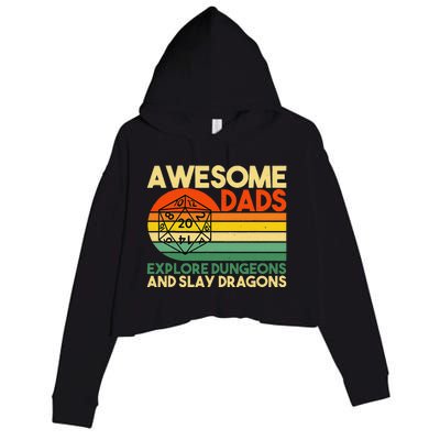 Awesome Dads Explore Dungeons Dm Rpg Dice Dragon Crop Fleece Hoodie