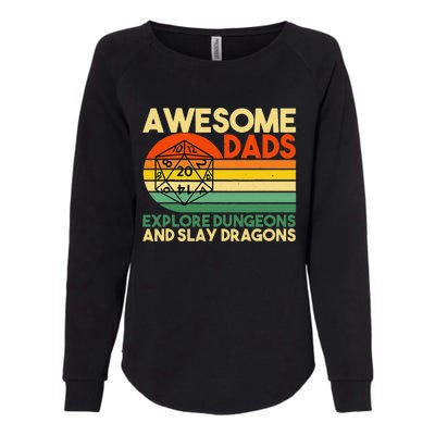 Awesome Dads Explore Dungeons Dm Rpg Dice Dragon Womens California Wash Sweatshirt