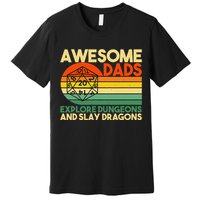 Awesome Dads Explore Dungeons Dm Rpg Dice Dragon Premium T-Shirt