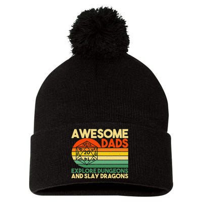 Awesome Dads Explore Dungeons Dm Rpg Dice Dragon Pom Pom 12in Knit Beanie