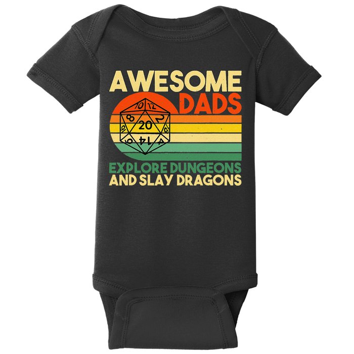 Awesome Dads Explore Dungeons Dm Rpg Dice Dragon Baby Bodysuit