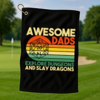 Awesome Dads Explore Dungeons Dm Rpg Dice Dragon Golf Towel