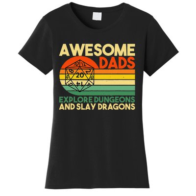 Awesome Dads Explore Dungeons Dm Rpg Dice Dragon Women's T-Shirt