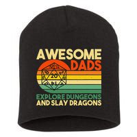 Awesome Dads Explore Dungeons Dm Rpg Dice Dragon Short Acrylic Beanie