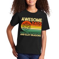 Awesome Dads Explore Dungeons Dm Rpg Dice Dragon Kids T-Shirt