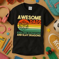 Awesome Dads Explore Dungeons Dm Rpg Dice Dragon Kids T-Shirt