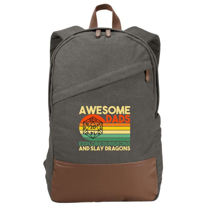 Awesome Dads Explore Dungeons Dm Rpg Dice Dragon Cotton Canvas Backpack