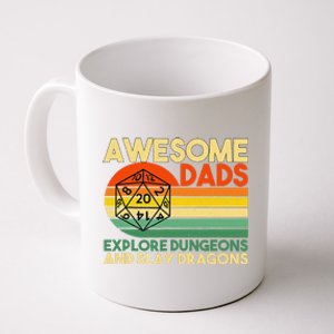 Awesome Dads Explore Dungeons Dm Rpg Dice Dragon Coffee Mug