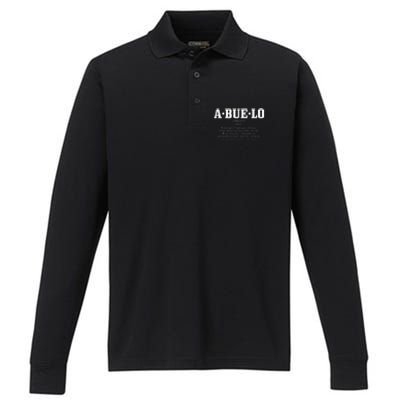 Abuelo Definition Funny Puerto Rican Mexican Fathers Day Performance Long Sleeve Polo