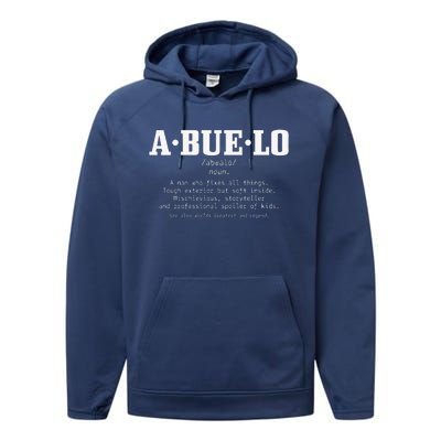 Abuelo Definition Funny Puerto Rican Mexican Fathers Day Performance Fleece Hoodie