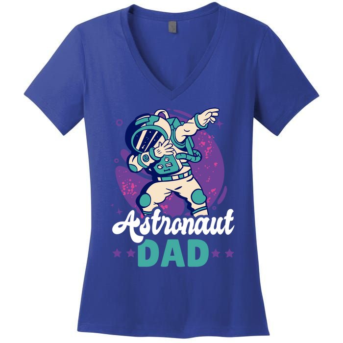 Astronaut Dad For The Galaxy For Father's Day Great Gift Women's V-Neck T-Shirt