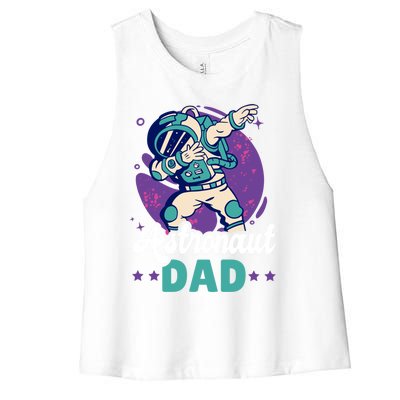 Astronaut Dad For The Galaxy For Father's Day Great Gift Women's Racerback Cropped Tank