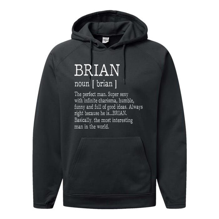 Adult Definition First Name Brian Performance Fleece Hoodie