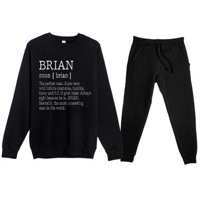 Adult Definition First Name Brian Premium Crewneck Sweatsuit Set