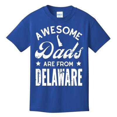 Awesome Dads From Delaware Fathers Day State Map Pride Gift Kids T-Shirt