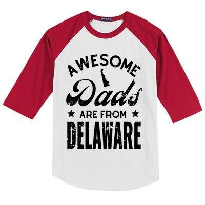 Awesome Dads From Delaware Fathers Day State Map Pride Gift Kids Colorblock Raglan Jersey