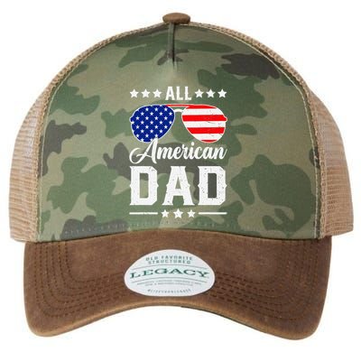Allamerican Dad Funny Patriotic 4th Of July Legacy Tie Dye Trucker Hat