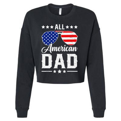 Allamerican Dad Funny Patriotic 4th Of July Cropped Pullover Crew