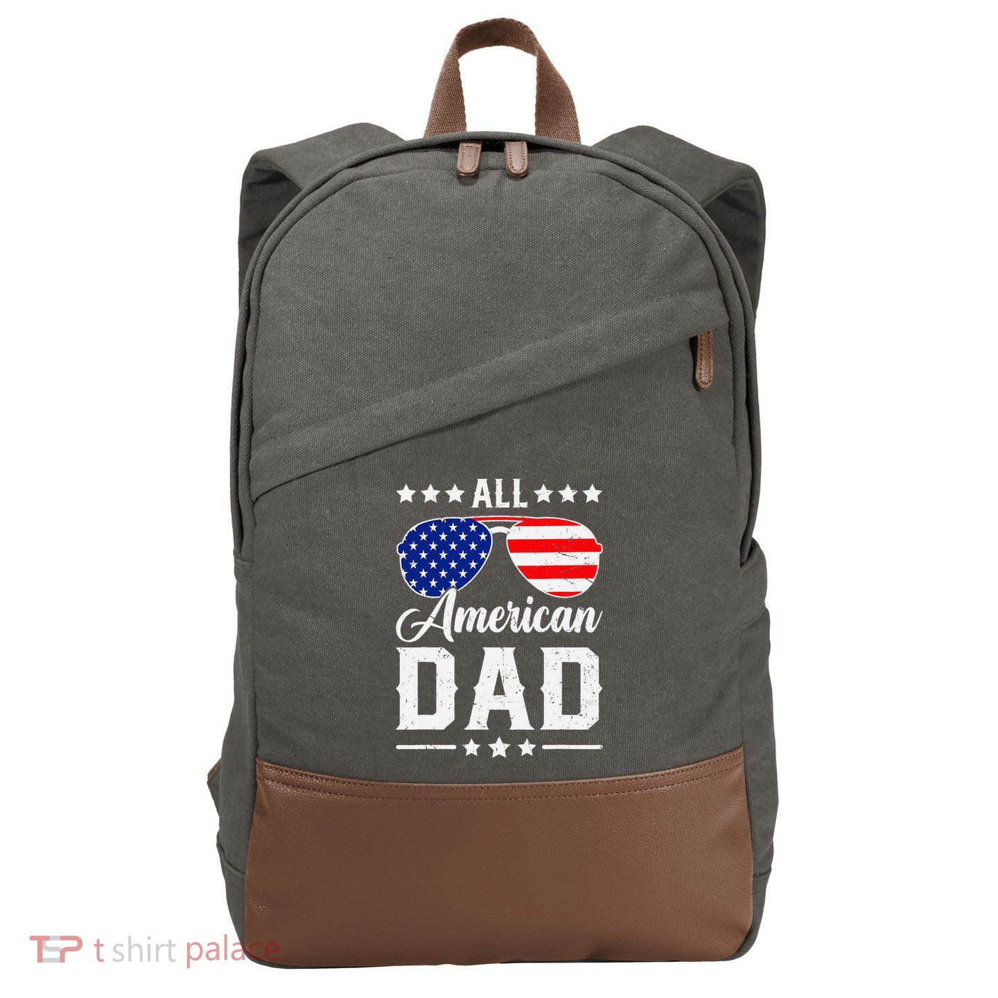 Allamerican Dad Funny Patriotic 4th Of July Cotton Canvas Backpack