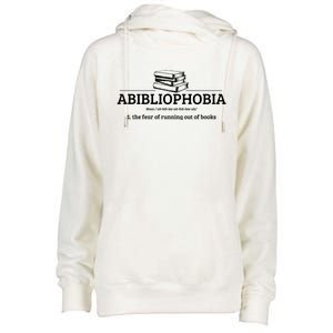 Abibliophobia Definition Funny Literature Book Lover Gift Womens Funnel Neck Pullover Hood