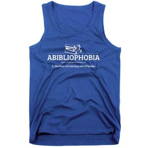 Abibliophobia Definition Funny Literature Book Lover Gift Tank Top