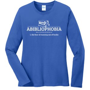 Abibliophobia Definition Funny Literature Book Lover Gift Ladies Long Sleeve Shirt