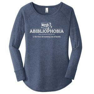 Abibliophobia Definition Funny Literature Book Lover Gift Women's Perfect Tri Tunic Long Sleeve Shirt