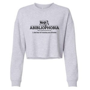 Abibliophobia Definition Funny Literature Book Lover Gift Cropped Pullover Crew