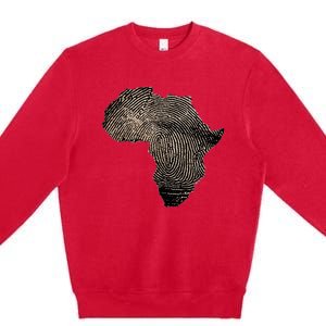 Africa Dna Flag Thumb Fingerprint Roots Proud Premium Crewneck Sweatshirt