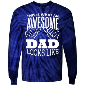 Awesome Dad Fathers Day Tie-Dye Long Sleeve Shirt